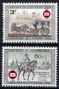 ZAYIX - Belgium 677-678 MNH - Philatelic Assoc - Postal Wagon - Horse 021823S53M