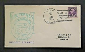 1935 USS Aylwin To Easton PA Last Day East Coast 1st Trip West To Pacific Cover