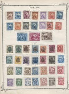 El Salvador, 13 pages of pre-1900 stamps, SCV $1300+ Amazing collection