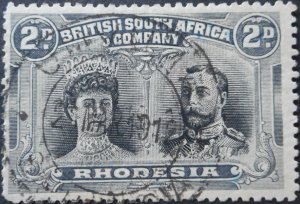 Rhodesia Double Head 2d with Umvuma (DC) postmark