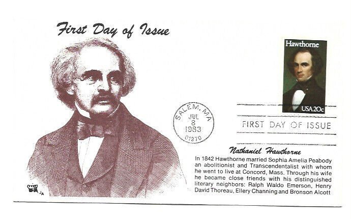 2047 Nathaniel Hawthorne, Literary Arts, Jim Agrian, JA, Hawthorne FDC