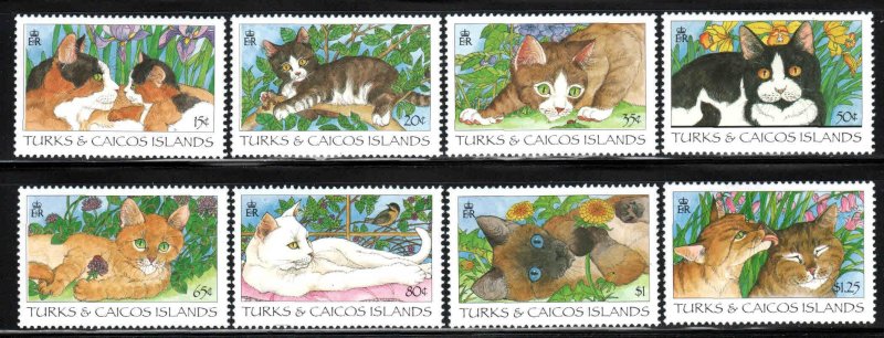 Turks & Caicos #1143-50 ~ Cplt Set of 8 ~ Cats & Kittens ~ Mint, NH  (1995)