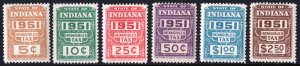 SRS IN D155-161 5¢-$2.50 Indiana Intangible Tax Revenue Stamps (1951) MNH