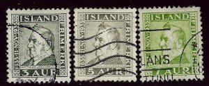 Iceland  SC#195-197 Used F-VF hr...An Amazing Island!