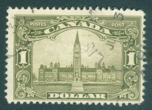 SG 285a Canada 1928-29. $1 brown-olive. Very fine used CAT £225