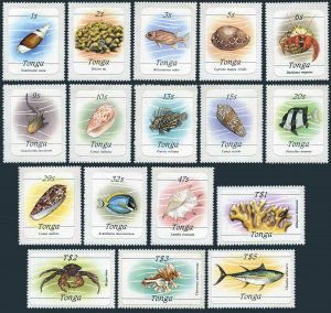 Tonga 563-579,MNH.Michel 873B-889B. Marine life 1984-1985,self-adhesive.