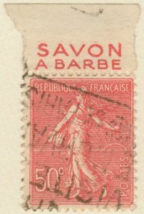 FRANCE - 1926 Bande pub SAVON À BARBE (Gibbs) sur Yv.199 50c t.I - Obl.