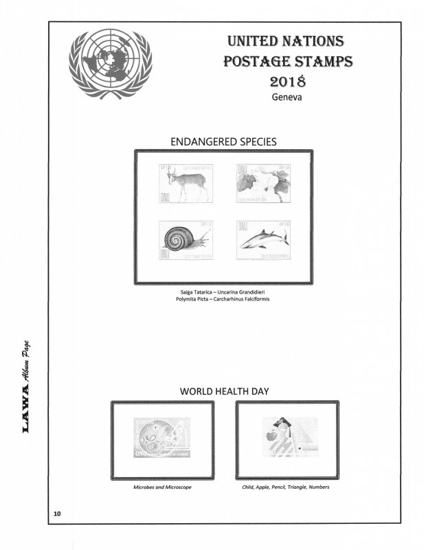 2018 UNITED NATIONS  ISSUES SUPPLEMENT – LAWA Album Pages