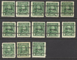 Canada Sc# 4-217 (Vancouver) Used lot/13 1935 1c KGV