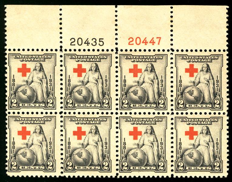 US #702 PLATE BLOCK of 8, VF/XF mint never hinged, super nice color, Fresh!