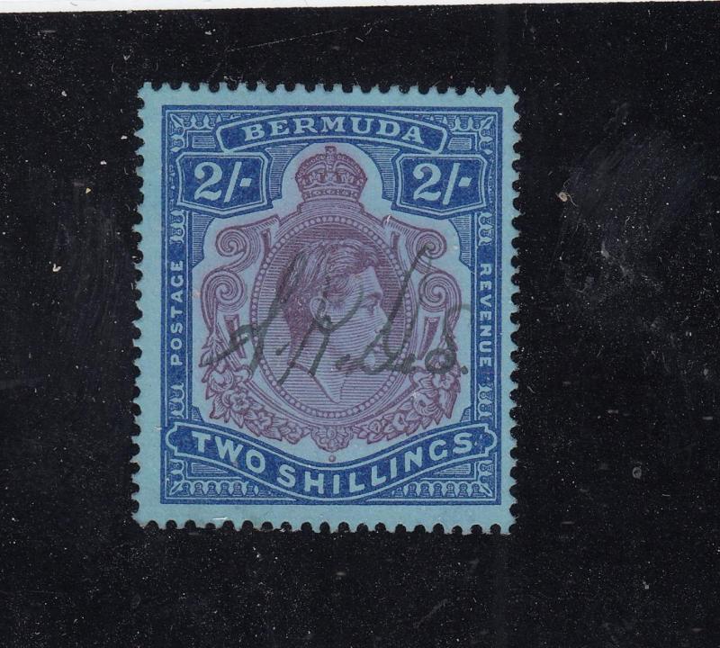 BERMUDA (MLK16) # 123a VF-USED 2sh  PERF 14/KGVI / ULTRA,RED & VIOLET/PEN CANCEL