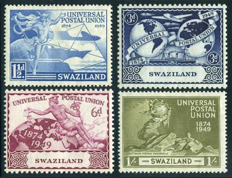 Swaziland 50-53,hinged.Michel 50-53. UPU-75,1949.Mercury,Plane,Ship,Train,