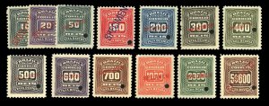 Brazil #J28-40S, 1906-10 Postage Dues, complete set, overprinted Specimen wit...