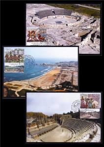 ISRAEL STAMPS 2017 ANCIENT ROMAN ARENAS CAESAREA BEIT SHE'AN MAXIMUM CARD