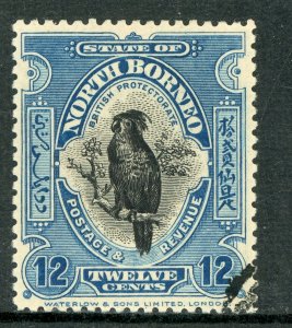 North Borneo 1909 British Colony 12¢ Cockatoo Bird Perf 14 Scott #145 VFU F739