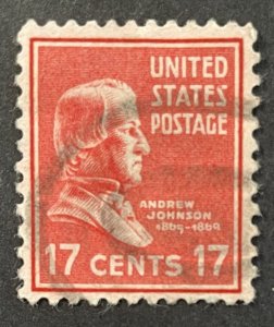 US #822 Used F/VF - 17c Andrew Johnson 1938 [B13.5.1]