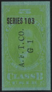 TB76b Series 103 Class B Cigarette Revenue Stamp: 5 Cigarettes (1933) Used