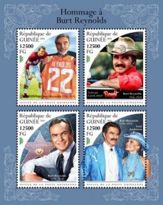 Guinea - 2018 Actor Burt Reynolds - 4 Stamp Sheet - GU18516a