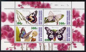 BURUNDI - 2009 - Butterflies  - Perf 4v Sheet #1 - Mint Never Hinged