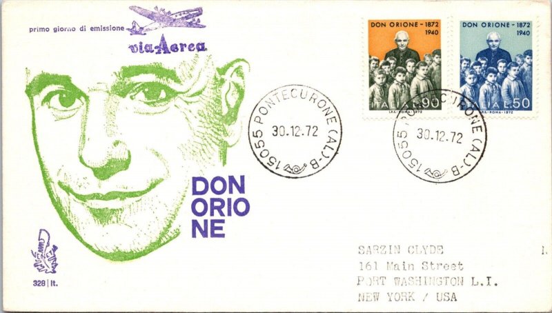 Italy 1972 FDC - Donorione / Airmail - Pontecurone - J8658