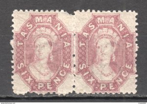 Tas094 1865 Australia Tasmania Six Pence Untorn Pair Original Gum Gibbons Sg ...