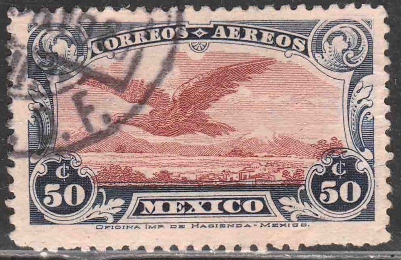 MEXICO C2, 50¢ THE 1st AIR MAIL, WATERMARKED. USED. VF. (807)