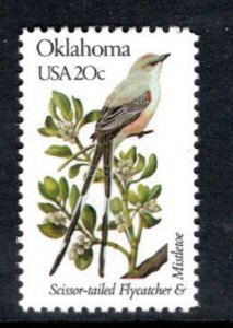 US 1988 MNH State Birds/Flowers Oklahoma Scissor-Tailed Flycatcher/Misteltoe