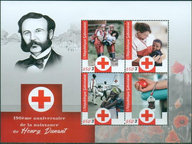 GABON - 2018 - Henri Dunant, Red Cross - Perf 4v Sheet - M N H