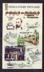 Nauru-Sc#479a- id8-Unused NH imperf sheet-Trains-Phosphate Corp-2000-