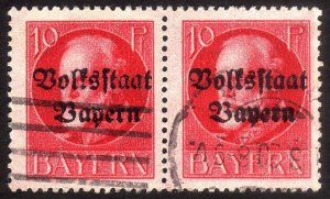 1919, Bavaria 10pf, Used nice pair, Sc 139