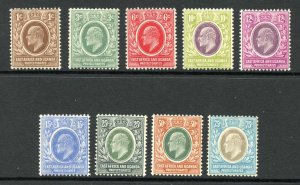 KUT 1907-08 KEVII defins set of 9 SG34/42 fine mint cat 120 pounds