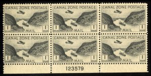 United States Possessions, Canal Zone #C14 Cat$95, 1931 $1 black, bottom plat...