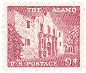 1956 The Alamo Single 9c Postage Stamp, Sc# 1043, MNH, OG