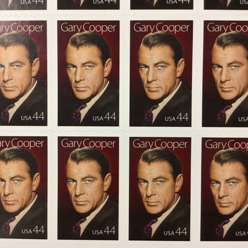 4421    Gary Cooper  Actor  MNH 44 c  sheet of 20.   FV $8.80   in 2009