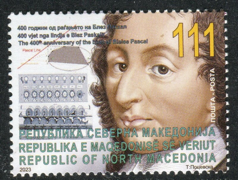 363 - NORTH MACEDONIA 2023 - Blaise Pascal - French Mathematician -Physicist-MNH