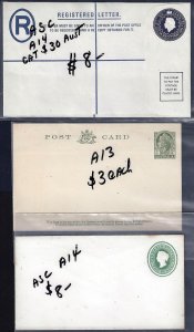AUSTRALIA 1890's 1960's COLLECTION OF 11 MINT POSTAL STATIONARY INCLUDES 4 AIR L