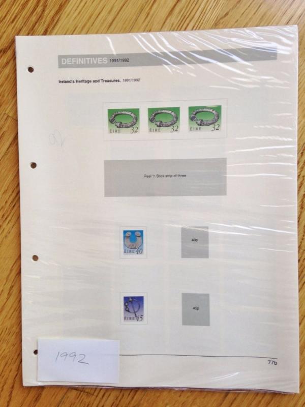 IRELAND:  8 Sealed Album Page Packages & Binder; 1986-1994 Irish Post