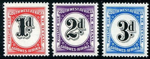 HERRICKSTAMP SOUTH WEST AFRICA Sc.# J91-93 1959 Fresh Postage Dues Mint NH