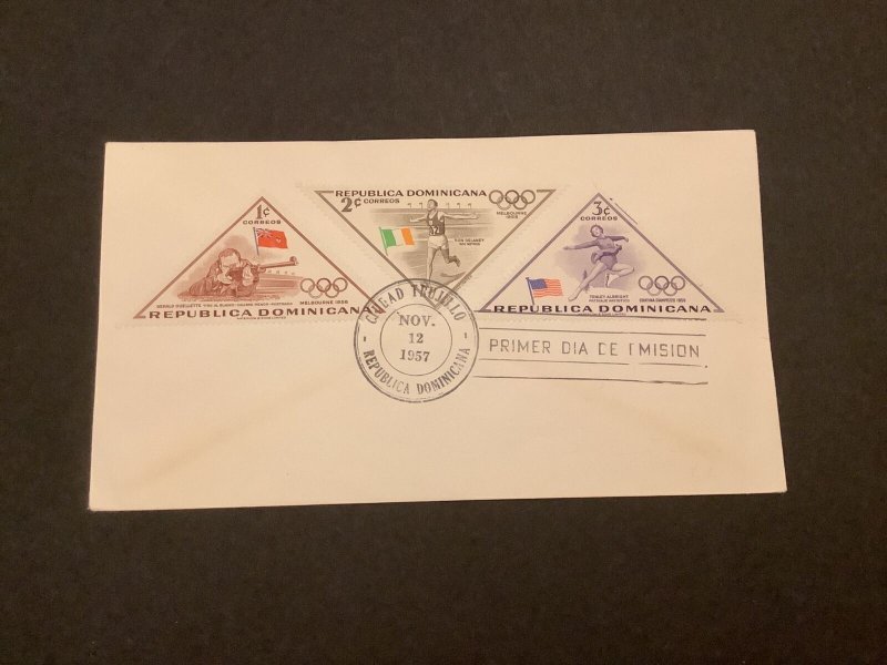 Dominican Republic Olympic 1957 First Day Issue Stamp Cover R40799