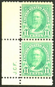 U.S. #563 MINT PAIR OG NH MARGIN