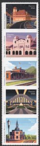 SC#5758-62 (Forever) Railroad Stations Strip of Five (2023) SA