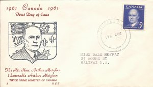 1961 Canada (H&E)  FDC - Sc 393 - Prime Minister Arthur Meighen