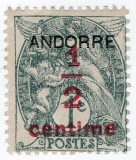 (I.B) Andorra Postal : Andorre ½c on 1c OP