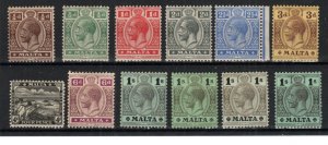 Mauritius 1914-21 values to 6d + 1s x 4 SG 69-80 + 81 MH