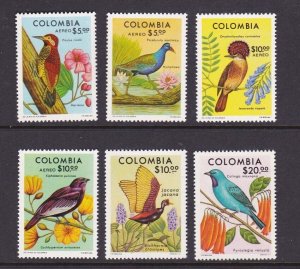 Colombia 1977 Birds Sc 858-859,C644-647 set MNH