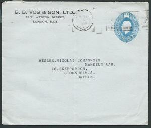 GB 1933 GV 2½d envelope PTPO used to Sweden................................40825