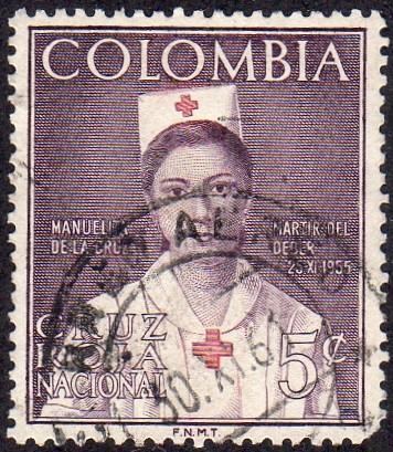 Colombia RA59 - Used - 5c Red Cross / Manuelita de la Cruz (1961)