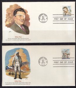 US C95-C96 Wiley Post Fleetwood Set of Two U/A FDCs