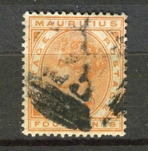 MAURITIUS; 1882 classic QV Crown CA issue fine used 4c. value