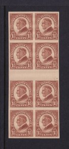 1925 Sc 576 Harding 1 1/2c MNH imperf horizontal gutter blocks of 4 (CK